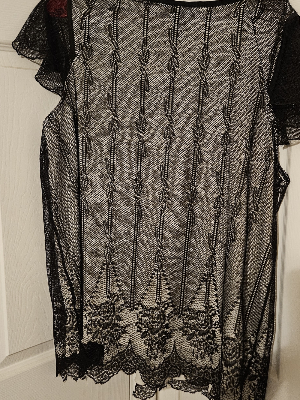 Lane Bryant Black Sheer Lace Flutter-Sleeve Top - Picture 3 of 3